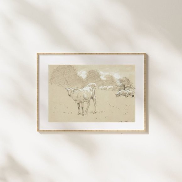 NWT 8x10" Sheep Grazing in a Field Print - Picture 1 of 3